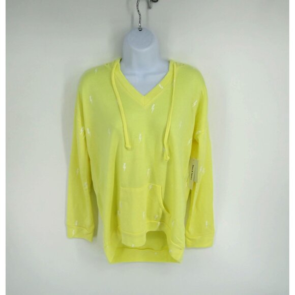Theo & Spence Women's Small Yellow V-Neck Lightweight Pullover Hoodie NWT $68 - Picture 1 of 5